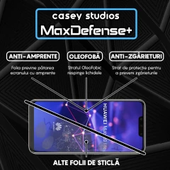 Folie Sticla CASEY STUDIOS compatibila cu Huawei Mate 20 Lite / Nova 3 / Nova 3i / P Smart Plus, Full Glue, Duritate Militara, Ultra HD, Anti Zgarieturi, Anti Amprente, Anti Socuri, Margini Negre Negru