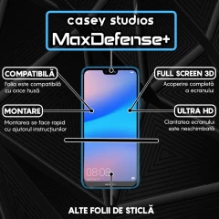 Folie Sticla CASEY STUDIOS compatibila cu Huawei P20 Lite 2019 / P40 Lite / P40 Lite E / Y7p, Full Glue, Duritate Militara, Ultra HD, Anti Zgarieturi, Anti Amprente, Anti Socuri, Margini Negre Negru