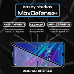 Folie Sticla CASEY STUDIOS compatibila cu Huawei Y6 2019 / Y6 Pro 2019 / Y6p / Honor 8A 2020, Full Glue, Duritate Militara, Ultra HD, Anti Zgarieturi, Anti Amprente, Anti Socuri, Margini Negre Negru