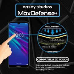 Folie Sticla CASEY STUDIOS compatibila cu Huawei Y6 2019 / Y6 Pro 2019 / Y6p / Honor 8A 2020, Full Glue, Duritate Militara, Ultra HD, Anti Zgarieturi, Anti Amprente, Anti Socuri, Margini Negre Negru