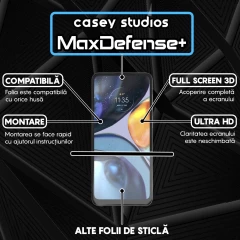 Folie Sticla CASEY STUDIOS compatibila cu Motorola Moto G22, Full Glue, Duritate Militara, Ultra HD, Anti Zgarieturi, Anti Amprente, Anti Socuri, Margini Negre Negru