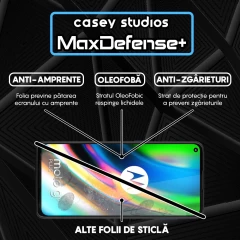 Folie Sticla CASEY STUDIOS compatibila cu Motorola Moto G9 Plus, Full Glue, Duritate Militara, Ultra HD, Anti Zgarieturi, Anti Amprente, Anti Socuri, Margini Negre Negru