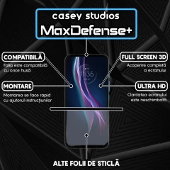 Folie Sticla CASEY STUDIOS compatibila cu Motorola Moto One Fusion Plus, Full Glue, Duritate Militara, Ultra HD, Anti Zgarieturi, Anti Amprente, Anti Socuri, Margini Negre Negru