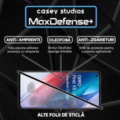 Folie Sticla CASEY STUDIOS compatibila cu Oppo Find X3 Lite / Reno5 5G, Full Glue, Duritate Militara, Ultra HD, Anti Zgarieturi, Anti Amprente, Anti Socuri, Margini Negre Negru