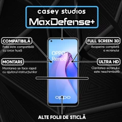 Folie Sticla CASEY STUDIOS compatibila cu Oppo Reno8 5G, Full Glue, Duritate Militara, Ultra HD, Anti Zgarieturi, Anti Amprente, Anti Socuri, Margini Negre Negru