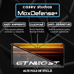 Folie Sticla CASEY STUDIOS compatibila cu Realme GT Neo 3T / GT Neo2 / GT2, Full Glue, Duritate Militara, Ultra HD, Anti Zgarieturi, Anti Amprente, Anti Socuri, Margini Negre Negru