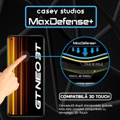 Folie Sticla CASEY STUDIOS compatibila cu Realme GT Neo 3T / GT Neo2 / GT2, Full Glue, Duritate Militara, Ultra HD, Anti Zgarieturi, Anti Amprente, Anti Socuri, Margini Negre Negru