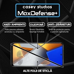 Folie Sticla CASEY STUDIOS compatibila cu Xiaomi Poco M4 Pro 5G, Full Glue, Duritate Militara, Ultra HD, Anti Zgarieturi, Anti Amprente, Anti Socuri, Margini Negre Negru