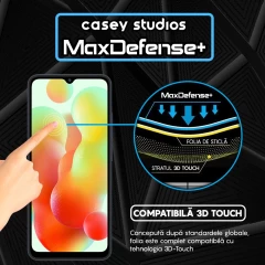 Folie Sticla CASEY STUDIOS compatibila cu Xiaomi Redmi 10C / 12C, Full Glue, Duritate Militara, Ultra HD, Anti Zgarieturi, Anti Amprente, Anti Socuri, Margini Negre Negru