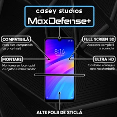 Folie Sticla CASEY STUDIOS compatibila cu Xiaomi Redmi 7, Full Glue, Duritate Militara, Ultra HD, Anti Zgarieturi, Anti Amprente, Anti Socuri, Margini Negre Negru
