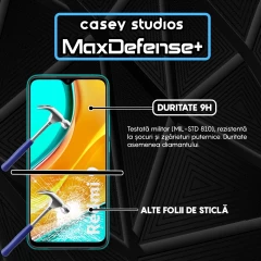 Folie Sticla CASEY STUDIOS compatibila cu Xiaomi Redmi 9, Full Glue, Duritate Militara, Ultra HD, Anti Zgarieturi, Anti Amprente, Anti Socuri, Margini Negre Negru
