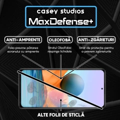 Folie Sticla CASEY STUDIOS compatibila cu Xiaomi Redmi Note 10 Pro / Redmi Note 10 Pro Max, Full Glue, Duritate Militara, Ultra HD, Anti Zgarieturi, Anti Amprente, Anti Socuri, Margini Negre Negru