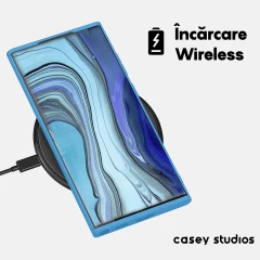 Husa Samsung Galaxy S22 Ultra Casey Studios Premium Soft Silicone Cadet Blue