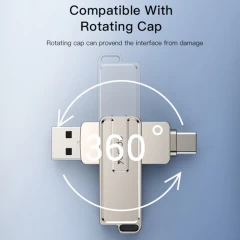 Yesido - Memory Stick (FL17) - OTG, USB, Type-C, 5Gbps, 128GB - Silver Argintiu