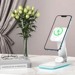 Yesido - Wireless Charging Station 3in1 (DS17) - for iPhone, Apple Watch, AirPods, 15W - White Alb