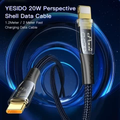 Cablu Incarcare Type-C la Lightning 20W, 1.2m - Yesido (CA101) - Black Negru