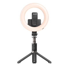 Yesido - Selfie Stick (SF12) - Stable, with Ring Light, Tripod, Remote Controller, 360° Rotation, 120mAh - Black Negru