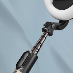 Yesido - Selfie Stick (SF12) - Stable, with Ring Light, Tripod, Remote Controller, 360° Rotation, 120mAh - Black Negru