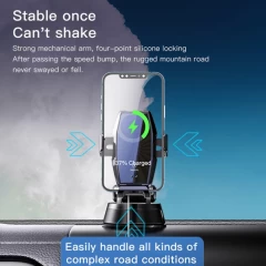 Yesido - Car Holder with Wireless Charging (C189) - for Dashboard, Windshield, Air Vent, 15W with Cable Type-C - Black Negru