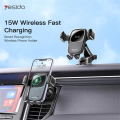 Yesido - Car Holder with Wireless Charging (C187) - for Dashboard, Windshield, Air Vent 15W - Black Negru