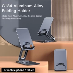 Yesido - Desk Holder (C184) - for Phone, Tablet, Foldable, Aluminum Alloy - Grey Gri