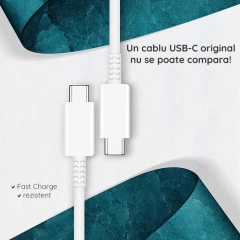 Cablu de Date Fast Charging, 2x Type-C, 5A, 1m - Samsung (EP-DN975BWEGWW) - White (Bulk Packing) Alb