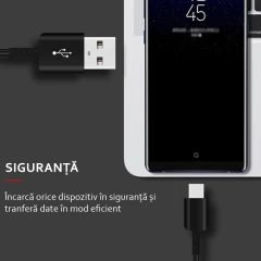 Cablu de Date USB la Type-C, 1.2m - Samsung (EP-DG950CBE) - Black (Bulk Packing) Negru