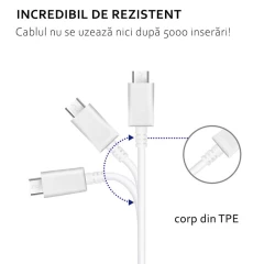 Cablu de Date USB Type-C, 3A, 1.2m - Samsung (EP-DN930CWE) - White (Bulk Packing) Alb