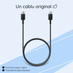 Cablu de Date USB-C la Type-C Fast Charging 3A, 1m - Samsung (EP-DA705BBEGWW) - Black (Bulk Packing) Negru