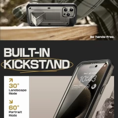 Husa pentru iPhone 15 Pro - Supcase Unicorn Beetle Pro - Titan Gray Gri