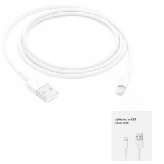 Cablu de Date USB-A la Lightning, 1m - Apple A1480 (MXLY2ZM/A) - White (Blister Packing) Alb