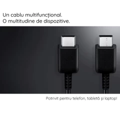 Cablu de Date Type-C la Type-C Fast Charging 3A, 1.8m - Samsung (EP-DX310JBE) - Black (Bulk Packing) Negru