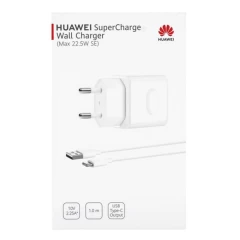 Incarcator pentru Priza, Fast Charging, 22.5W + Cablu Type-C, 5A, 1m - Huawei CP404 (HW-100225E00) - White (Bister Packing) Alb