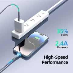 Cablu de Date Lightning Fast Charging 2.4A, 12W, 480Mbps, 1m - Duzzona (A7) - Grey Gri