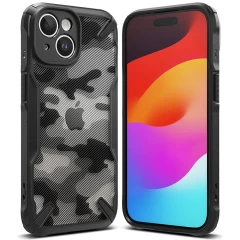 Husa pentru iPhone 15 - Ringke Fusion X Design - Camo Black Camo Black