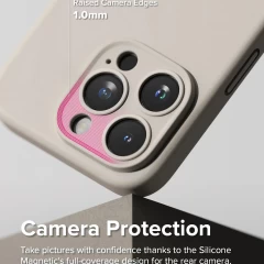 Husa pentru iPhone 15 Pro - Ringke Silicone Magnetic - Stone crem