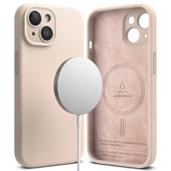 Husa pentru iPhone 15 Plus - Ringke Silicone Magnetic - Pink Sand Roz