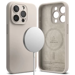 Husa pentru iPhone 15 Pro Max - Ringke Silicone Magnetic - Pink Sand crem 