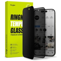 Folie pentru iPhone 15 - Ringke Cover Display Tempered Glass - Black Privacy 