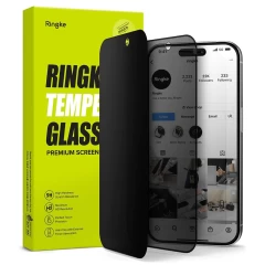 Folie pentru iPhone 15 Pro Max - Ringke Cover Display Tempered Glass - Black Privacy 