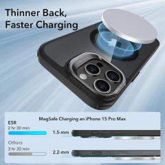 Husa pentru iPhone 15 Pro Max - ESR Classic Hybrid HaloLock Kickstand - Clear Black Negru
