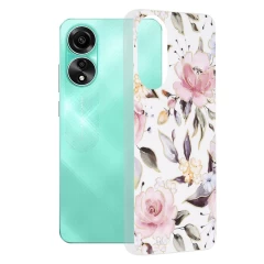 Husa pentru Oppo A78 4G - Techsuit Marble Series - Bloom of Ruth Gray Alb 