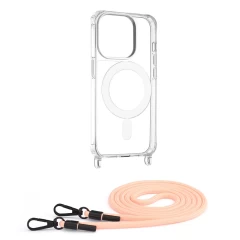Husa pentru iPhone 15 Pro - Techsuit Acrylic MagSafe Crossbody - Colorful Roz 