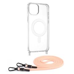 Husa pentru iPhone 15 Plus - Techsuit Acrylic MagSafe Crossbody - Colorful Roz 