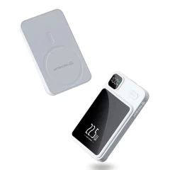 Baterie Externa MagSafe 10000mAh - Techsuit Wireless MagSafe Power Bank (PB-WM1) - White Alb