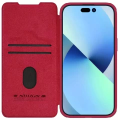 Husa pentru iPhone 15 - Nillkin QIN Leather Case - Red Rosu