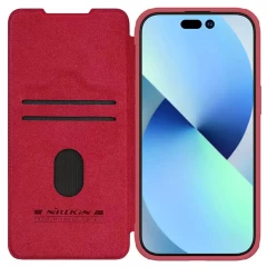 Husa pentru iPhone 15 Plus - Nillkin QIN Leather Case - Red Rosu