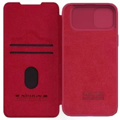 Husa pentru iPhone 15 Plus - Nillkin QIN Leather Case - Red Rosu