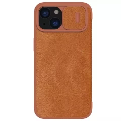 Husa pentru iPhone 15 - Nillkin QIN Leather Case - Brown Maro