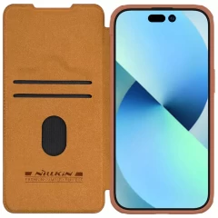 Husa pentru iPhone 15 - Nillkin QIN Leather Case - Brown Maro